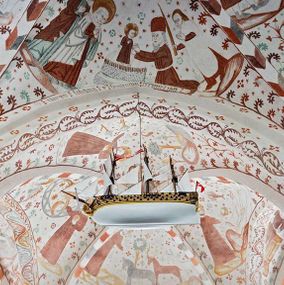 Se Fanefjord Kirke Kalkemalerier cykelferie Møn Rundt